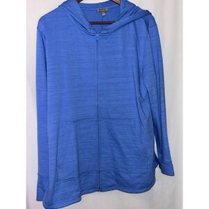 T‎ by Talbots UPF 50+ Zip Up Hoodie Women's Large Blue Long Sleeve Activewear
